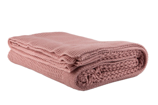 COTTON BLANKET BASKET STITCH - DUSTY PINK