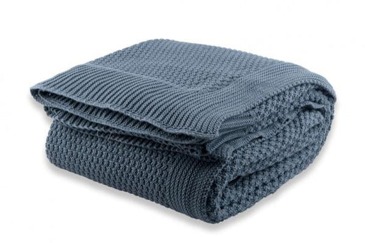 COTTON BLANKET BASKET STITCH - DENIM