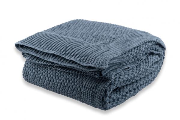 COTTON BLANKET BASKET STITCH - DENIM